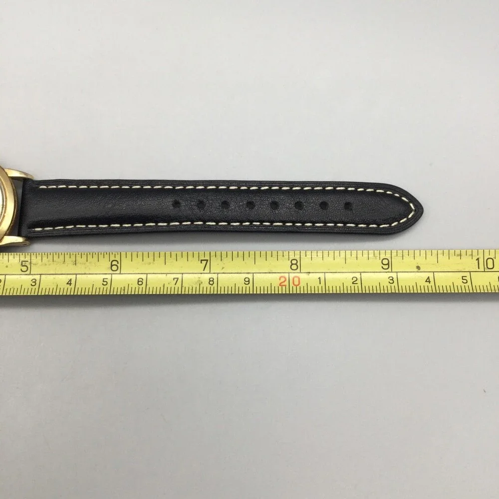 Vintage Omega Bumper Automatic Mens Watch 34mm Gold Plated Leather 17 Jewels